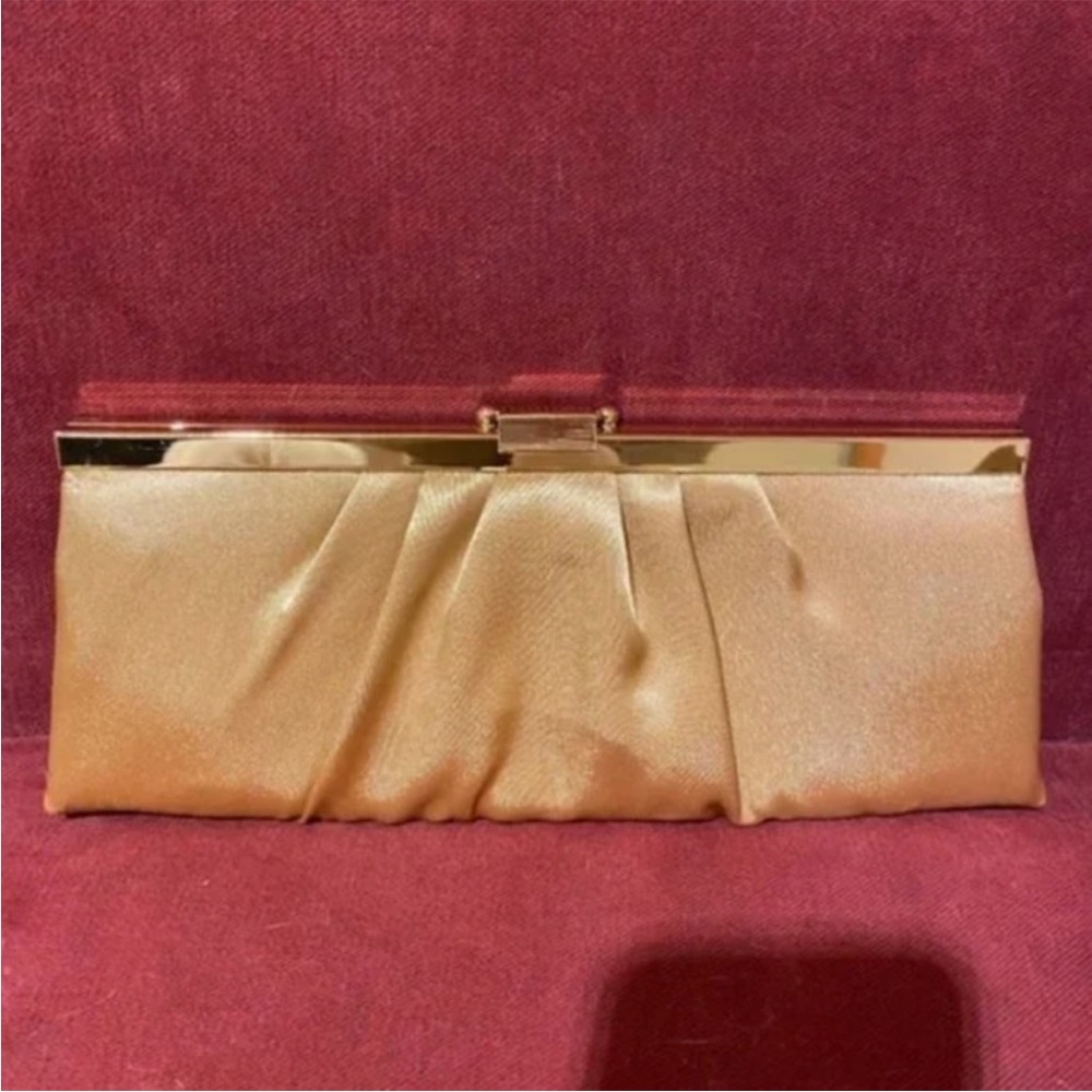 Jessica McClintock Vintage Gold Chain Clutch Formal Bag